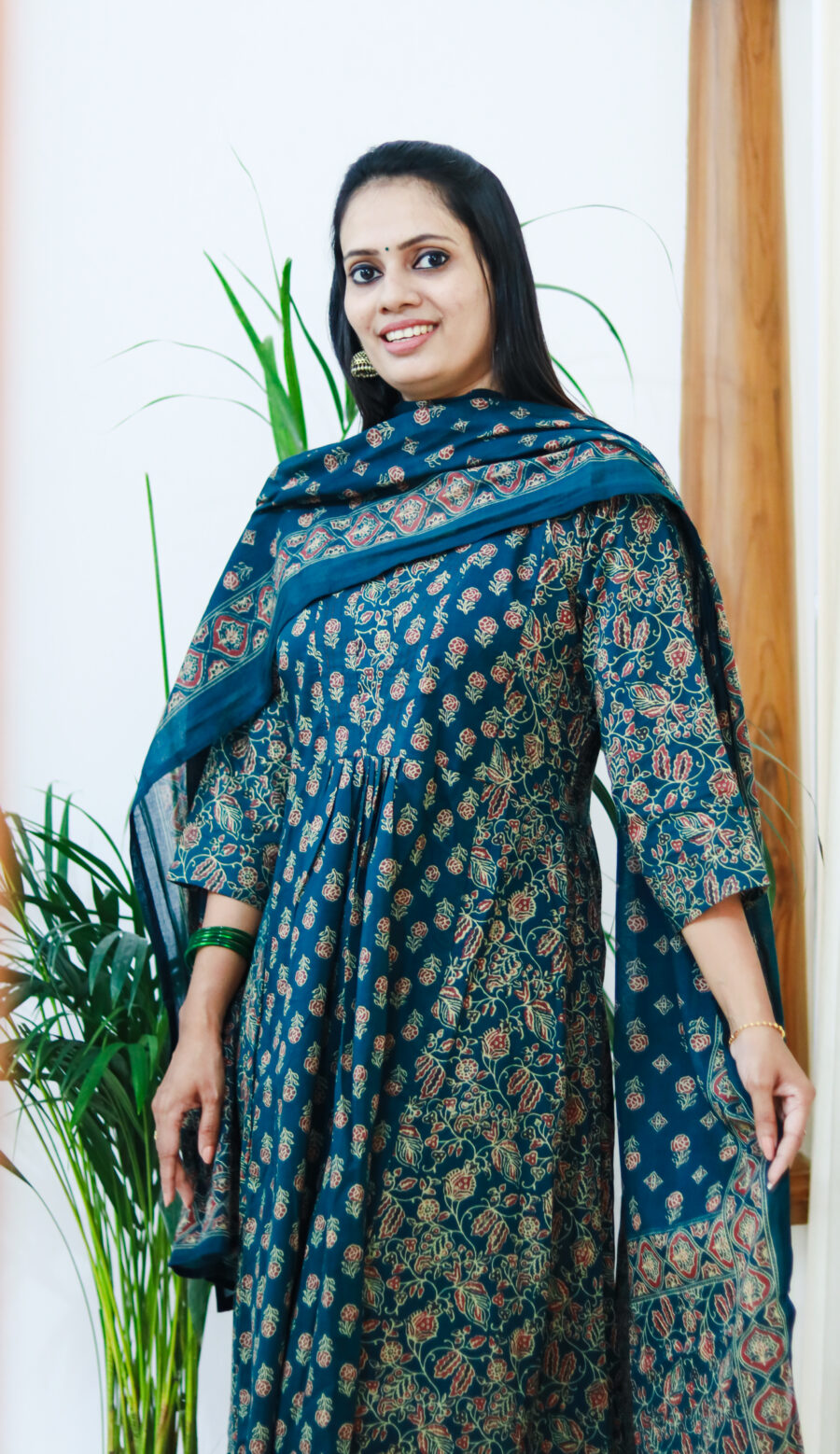 Ajrakh Print Kurti Pant Set with Dupatta - Image 2