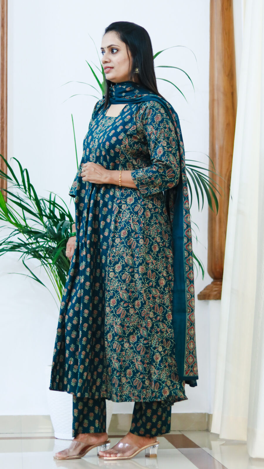 Ajrakh Print Kurti Pant Set with Dupatta - Image 3