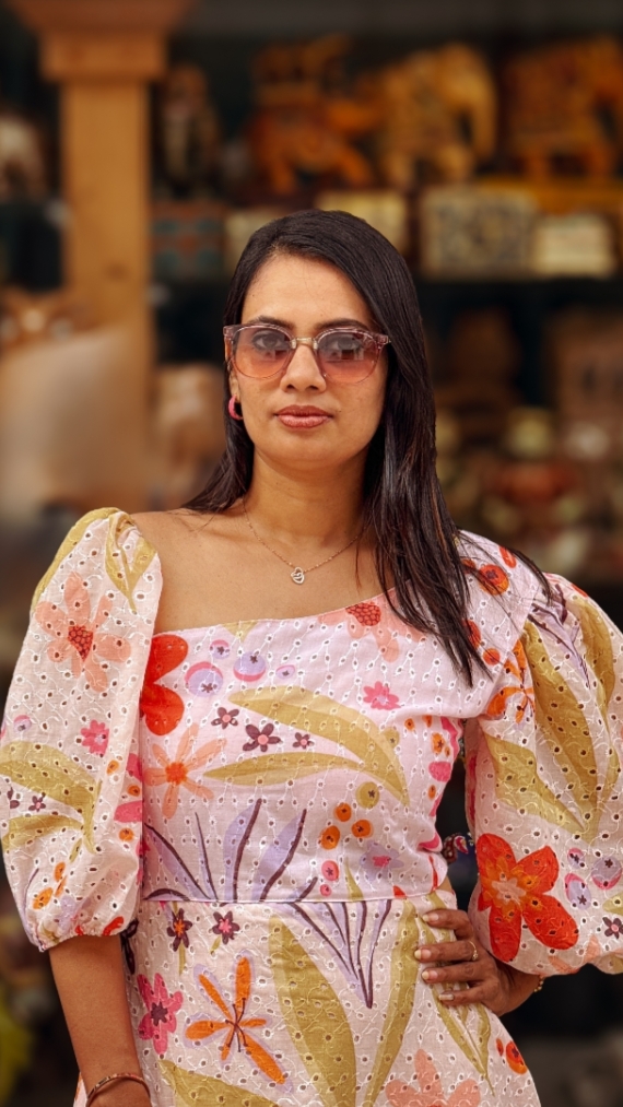 Tropical Floral Puff Sleeve Maxi Dress