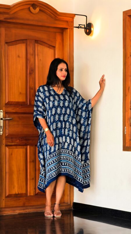 NEELIKA INDIGO KALAMKARI MODAL KAFTAN