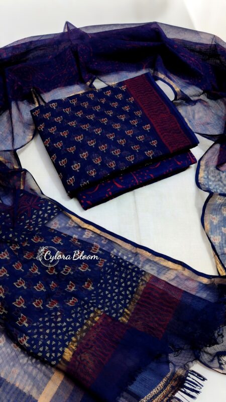 Regal Blue Lotus Kota Doria Suit